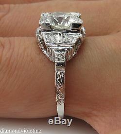 3.07ct Antique Vintage Deco Old Euro Diamond Engagement Wedding Ring Plat Egl