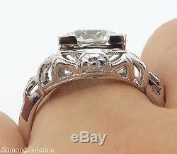 3.07ct Antique Vintage Deco Old Euro Diamond Engagement Wedding Ring Plat Egl