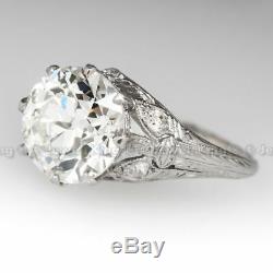 3.11 CT Old European Cut Art Deco Antique 14K Gold Over Engagement Vintage Ring