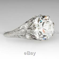 3.11 CT Old European Cut Art Deco Antique 14K Gold Over Engagement Vintage Ring