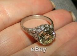 3.52 Old European Diamond Solitaire & Platinum Antique Edwardian Engagement Ring
