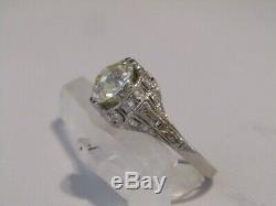 3.52 Old European Diamond Solitaire & Platinum Antique Edwardian Engagement Ring