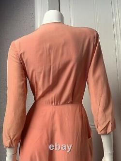 30's Vintage Silk Rayon Old Lace Dressing Gown Dress sm/ med