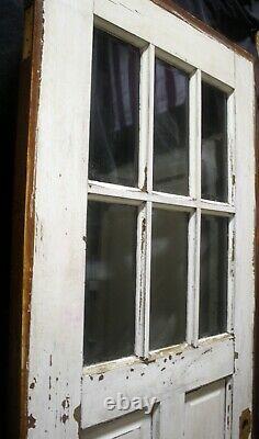32x82x1.75 Antique Vintage Old SOLID Wood Wooden Door 6 Window Beveled Glass