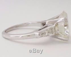 4.37 ct Vintage Antique Platinum Old European Cut Diamond Engagement Ring GIA