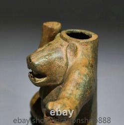 4.4 Old Chinese Bronze Ware Dynasty Animal bear base Statue Sculpture