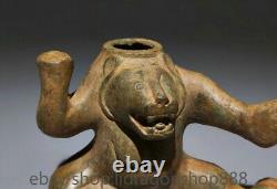 4.4 Old Chinese Bronze Ware Dynasty Animal bear base Statue Sculpture