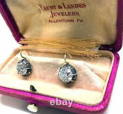4.5 carat Antique Deco Gold, brilliant Old European Round Diamond Earrings