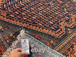 4x6 ANTIQUE RUG geometric tribal farmhouse carpet old heriz handknotted vintage