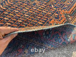 4x6 ANTIQUE RUG geometric tribal farmhouse carpet old heriz handknotted vintage