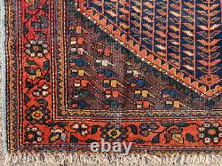 4x6 ANTIQUE RUG geometric tribal farmhouse carpet old heriz handknotted vintage