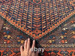4x6 ANTIQUE RUG geometric tribal farmhouse carpet old heriz handknotted vintage