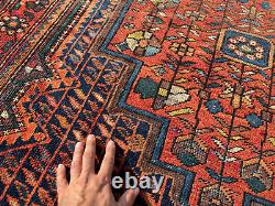 4x6 ANTIQUE RUG geometric tribal farmhouse carpet old heriz handknotted vintage