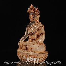 6.8 Old Tibet Crystal Copper Gilt Filigree Shakyamuni Amitabha Buddha Statue