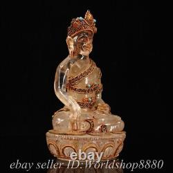 6.8 Old Tibet Crystal Copper Gilt Filigree Shakyamuni Amitabha Buddha Statue