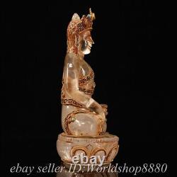 6.8 Old Tibet Crystal Copper Gilt Filigree Shakyamuni Amitabha Buddha Statue