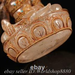 6.8 Old Tibet Crystal Copper Gilt Filigree Shakyamuni Amitabha Buddha Statue