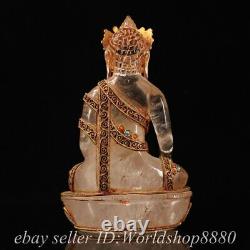 6.8 Old Tibet Crystal Copper Gilt Filigree Shakyamuni Amitabha Buddha Statue