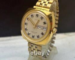 620/ 70's Timex automatic gold plated old antique vintage