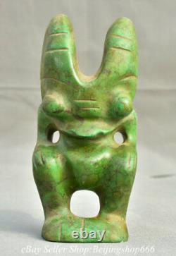 7.2 Old Chinese Hongshan Culture Turquoise Carved Big Eyes Sun God Statue