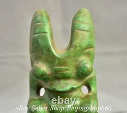 7.2 Old Chinese Hongshan Culture Turquoise Carved Big Eyes Sun God Statue