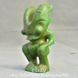 7.2 Old Chinese Hongshan Culture Turquoise Carved Big Eyes Sun God Statue