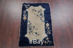80 Years Old Antique 3x5 Art Deco Nichols Chinese Oriental Area Rug Wool Carpet