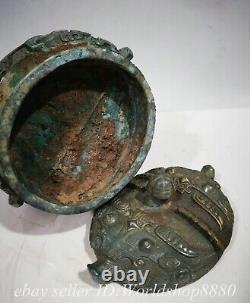 9 Old Chinese Bronze Ware Silver Dynasty Beast Portable Kettle Statue