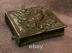 ANTIQUE 250 years old silver alloy ORTHODOX encolpion reliquary box St. George