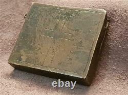 ANTIQUE 250 years old silver alloy ORTHODOX encolpion reliquary box St. George