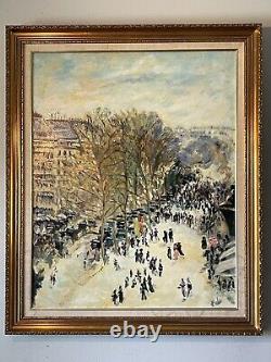 ANTIQUE MODERN IMPRESSIONIST OIL PAINTING OLD VINTAGE FRENCH WINTER ABSTRACT 60s