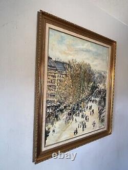 ANTIQUE MODERN IMPRESSIONIST OIL PAINTING OLD VINTAGE FRENCH WINTER ABSTRACT 60s