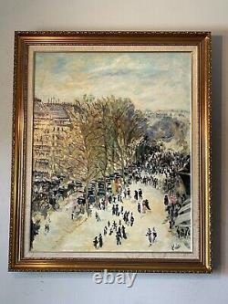 ANTIQUE MODERN IMPRESSIONIST OIL PAINTING OLD VINTAGE FRENCH WINTER ABSTRACT 60s