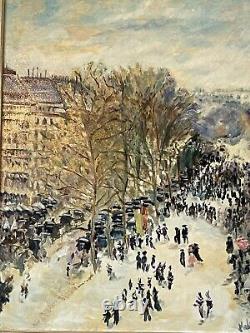 ANTIQUE MODERN IMPRESSIONIST OIL PAINTING OLD VINTAGE FRENCH WINTER ABSTRACT 60s