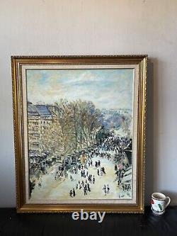 ANTIQUE MODERN IMPRESSIONIST OIL PAINTING OLD VINTAGE FRENCH WINTER ABSTRACT 60s