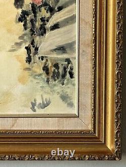 ANTIQUE MODERN IMPRESSIONIST OIL PAINTING OLD VINTAGE FRENCH WINTER ABSTRACT 60s