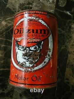 ANTIQUE OILZUM OLD ORIGINAL MOTOR Oils Can 1 QUART VINTAGE REAL DEAL 1st Gen