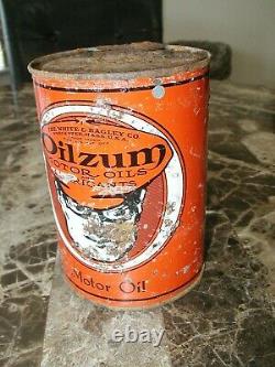 ANTIQUE OILZUM OLD ORIGINAL MOTOR Oils Can 1 QUART VINTAGE REAL DEAL 1st Gen