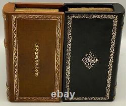 ANTIQUE Vintage LEATHER Bookends Lke Stacks of Old Books Gold Accents SECRET BOX
