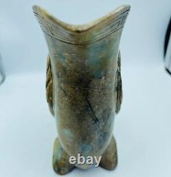 Amazing Old antique agate Stone chalice Rhyton depicting face