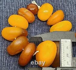 Amber baltic old antique RARE BIG necklace Donut Butterschotch 102gr tibetian