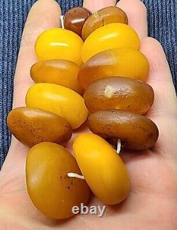 Amber baltic old antique RARE BIG necklace Donut Butterschotch 102gr tibetian