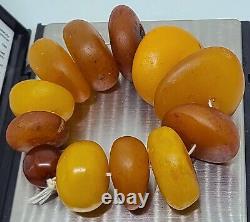 Amber baltic old antique RARE BIG necklace Donut Butterschotch 102gr tibetian