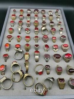 Amyzing old antique white metal glass 63 rings lot. Size 7 to 10