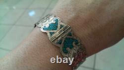 An Old/Vintage Ladies Indian Stainless Steel Blue Topaz Bracelet