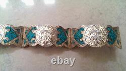 An Old/Vintage Ladies Indian Stainless Steel Blue Topaz Bracelet