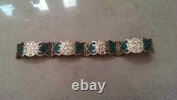 An Old/Vintage Ladies Indian Stainless Steel Blue Topaz Bracelet