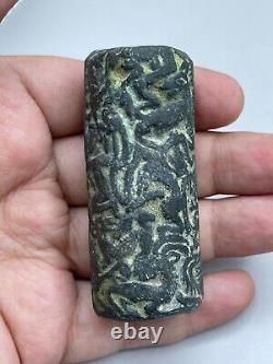 AncientGreek Antique Near East Old Bronze Cylinder big Bead Seal Circa 250BC