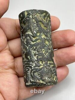 AncientGreek Antique Near East Old Bronze Cylinder big Bead Seal Circa 250BC