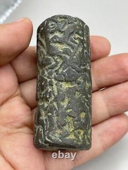 AncientGreek Antique Near East Old Bronze Cylinder big Bead Seal Circa 250BC